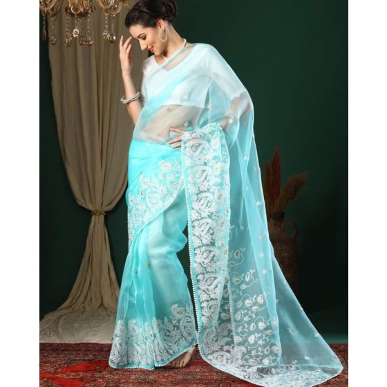 Striped Saree with Ruffles