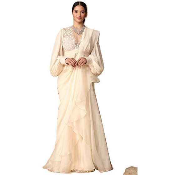 Women Georgette Saree with Embellished Blouse